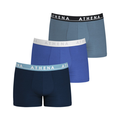 Lot de 3 boxers en coton bleus unis avec une...