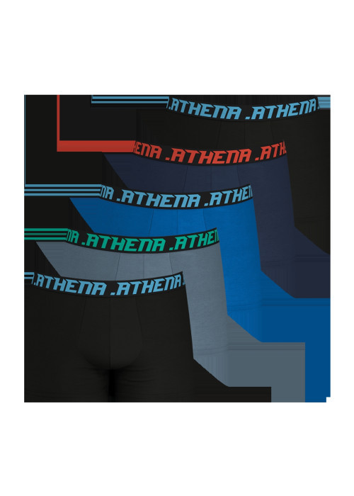 Lot de 5 boxers en coton multicolores unis avec une coupe fermée