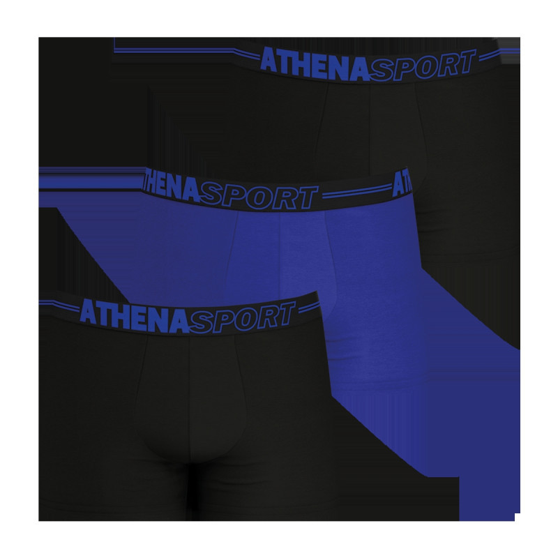 Athéna - Lot De 3 Boxers Multicolores Unis Avec Une Coupe Fermée Et Une Taille élastiquée Logotypée - Multicolore