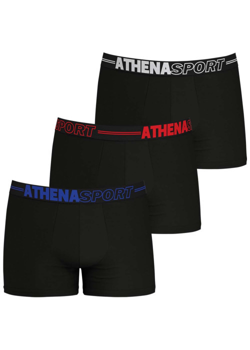 Lot de 3 boxers noirs unis à coupe fermée et taille élastiquée logotypée