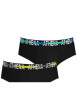 Thumbnail Lot de 3 slips en coton noirs unis avec une coupe fermée et taille au nom de la marque - Image 2