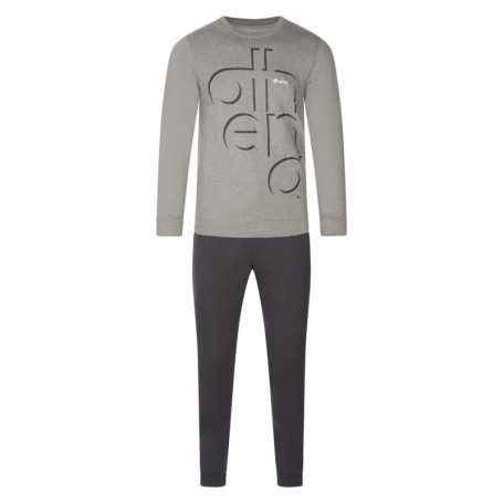 Pyjama en coton mélangé gris chiné avec une...