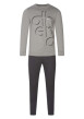 Thumbnail Pyjama en coton mélangé gris chiné avec une coupe droite et un col rond