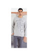 Thumbnail Pyjama en coton mélangé gris chiné avec une coupe droite et un col rond - Image 2