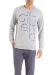 Thumbnail Pyjama en coton mélangé gris chiné avec une coupe droite et un col rond - Image 3