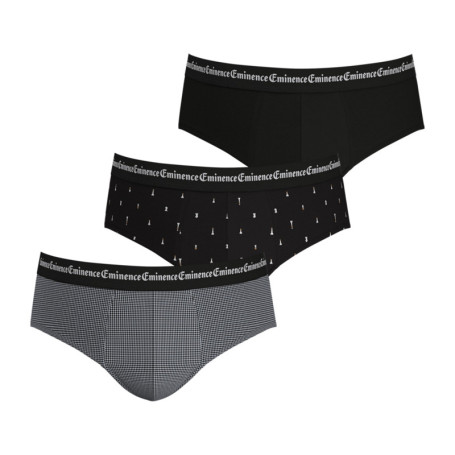 Lot de 3 Slips fermés en coton stretch noir et...