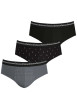 Thumbnail Lot de 3 Slips fermés en coton stretch noir et gris à taille élastiquée