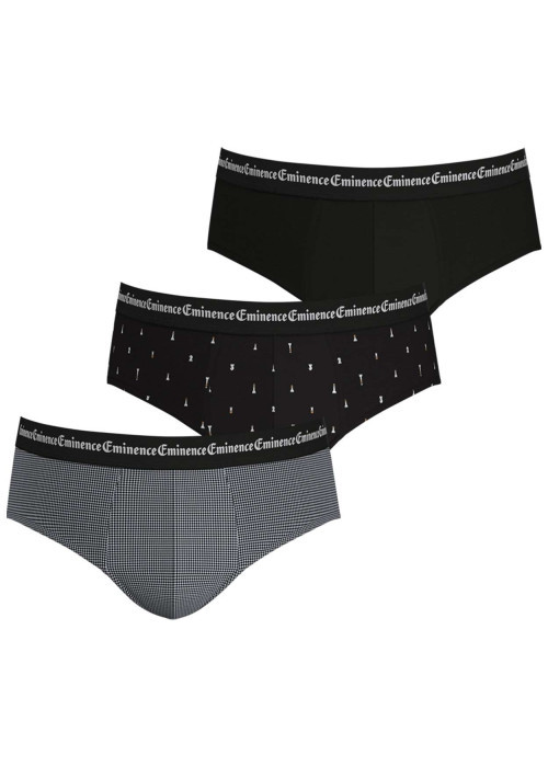 Lot de 3 Slips fermés en coton stretch noir et gris à taille élastiquée