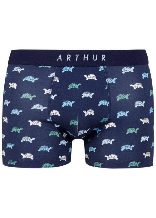 Boxer classique en coton marine avec un imprimé tortues et une coupe fermée