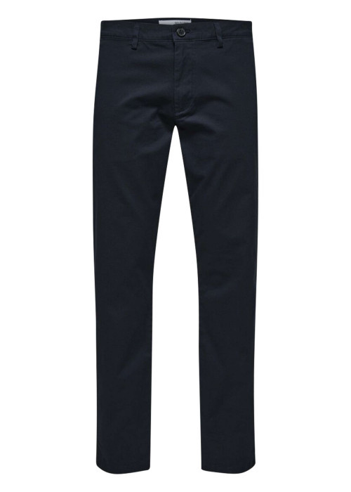 Pantalon Chino New Miles marine uni avec une coupe slim et 4 poches