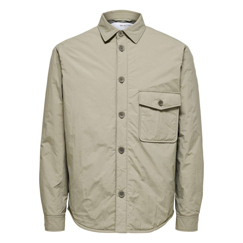 Selected Homme - Veste Sable Unie Avec Une Coupe Droite Col Français Et à Manches Longues - Sable Selected Homme - Veste Sable Unie Avec Une Coupe Droite Col Français Et à Manches Longues - Sable