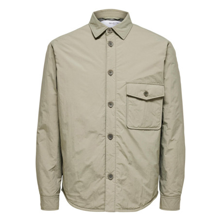 Veste sable unie avec une coupe droite col...