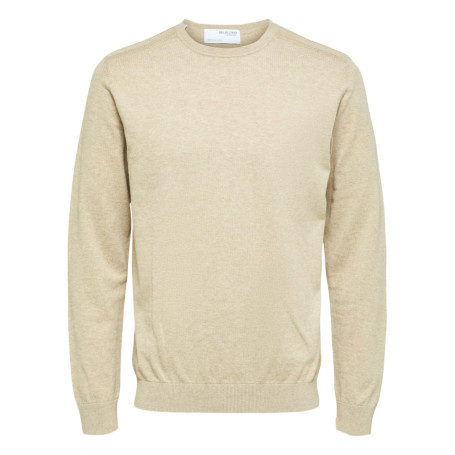 Pull en coton maille piquée beige avec une...