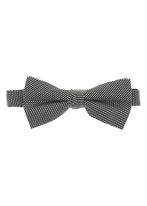 Noeud-papillon prénoué noir et blanc tissé
