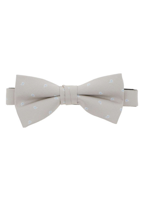 Noeud-papillon prénoué beige à motif goutte d'eau