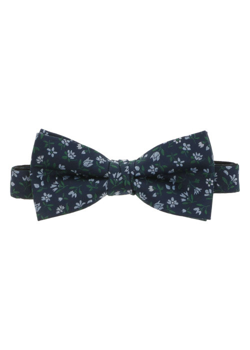 Noeud-papillon prénoué marine fleuri