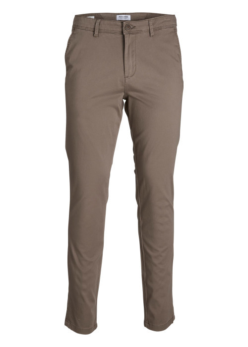 Pantalon chino en coton marron avec 4 poches et une coupe slim