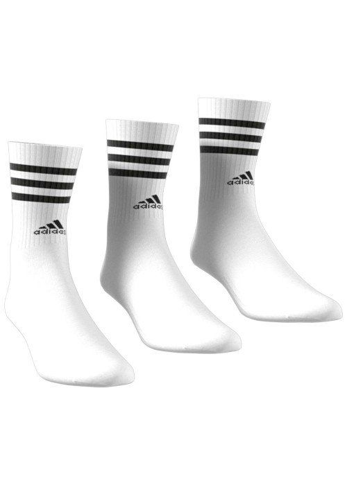 Lot de 3 paires de chaussettes hautes en coton blanc uni à logos noirs