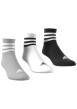 Thumbnail Lot de 3 paires de chaussettes logotypées mi-hautes en coton gris, noir et blanc - Image 3