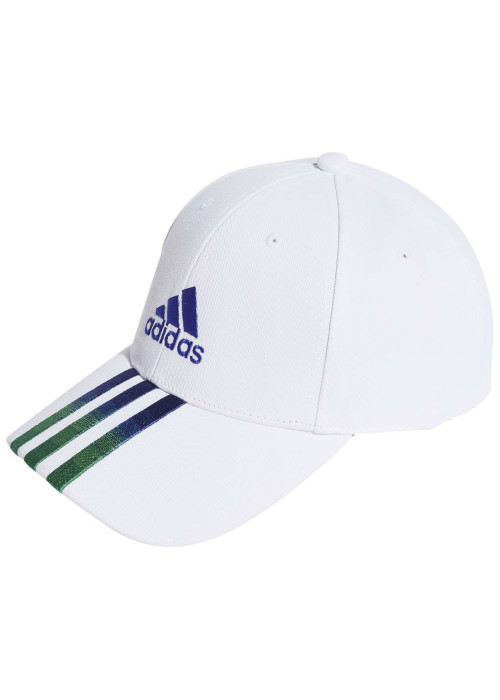 Casquette à boucle en coton blanc uni à logo frontal en dégradé contrastant