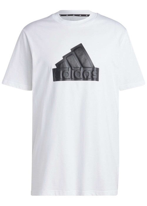 T-shirt en coton blanc uni à coupe droite et un large logo noir débossé