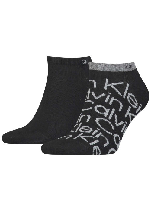 Lot de 2 paires de chaussettes basses noires avec monogramme sur le côté