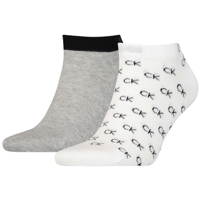 Calvin Klein Jeans - Lot De 2 Paires De Chaussettes Basses En Coton Mélangé Grises Et Blanches - Multicolore Calvin Klein Jeans - Lot De 2 Paires De Chaussettes Basses En Coton Mélangé Grises Et Blanches - Multicolore