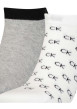 Thumbnail Lot de 2 paires de chaussettes basses en coton mélangé grises et blanches - Image 2