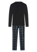 Thumbnail Pyjama Long en coton noir à carreaux avec une coupe fermée et un col rond - Image 2