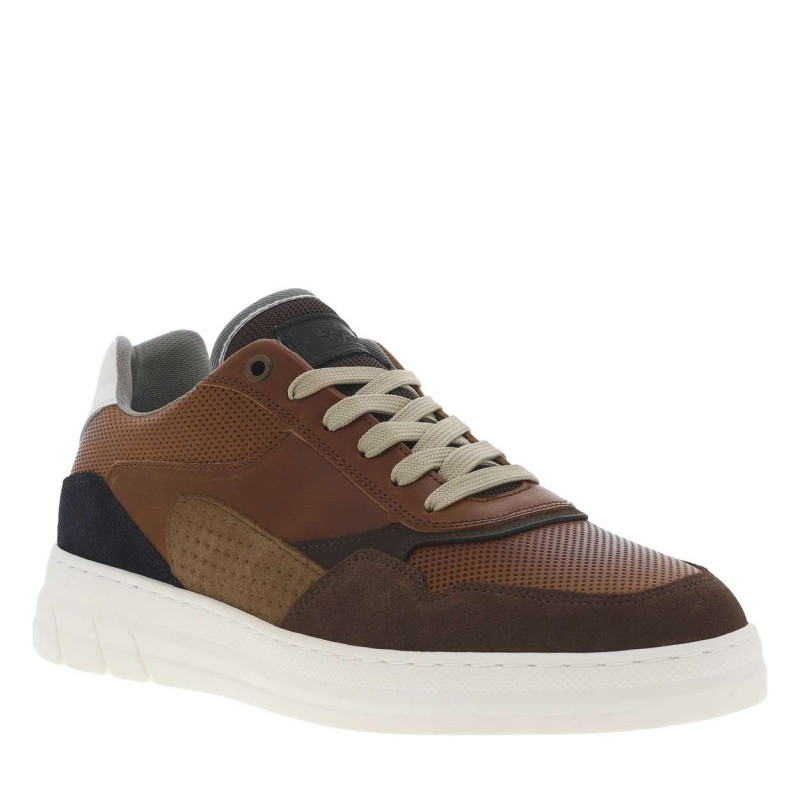 Bullboxer - Sneakers En Cuir Marron à Semelle Semi-compensée Blanche Et Lacets Plats - Marron Bullboxer - Sneakers En Cuir Marron à Semelle Semi-compensée Blanche Et Lacets Plats - Marron