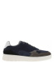 Thumbnail Sneakers en cuir marine à semelle semi-compensée blanche et lacets plats