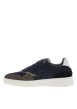 Thumbnail Sneakers en cuir marine à semelle semi-compensée blanche et lacets plats - Image 2