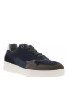 Thumbnail Sneakers en cuir marine à semelle semi-compensée blanche et lacets plats - Image 3