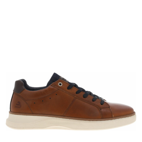 Sneakers en cuir lisse marron à soufflet aspect...