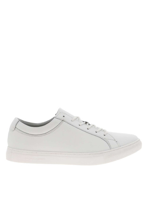 Baskets basses en cuir blanc à semelle plate vulcanisée et lacets ronds tressés