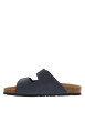 Thumbnail Mules aspect cuir patiné bleu marine, double boucle et semelle en liège résiné - Image 2