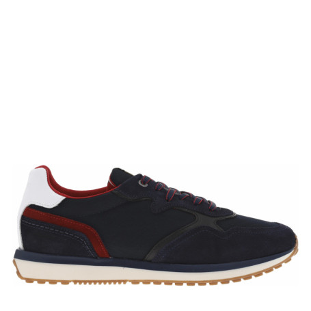 Baskets basses en nubuck et Mesh bleu marine à...