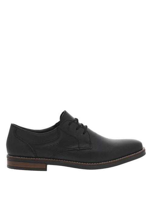 Derbies en cuir noir à talon aspect boisé décroché bas et à lacets ronds enduis
