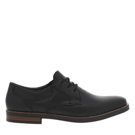 Derbies en cuir noir à talon aspect boisé...