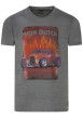Thumbnail T-shirt en coton gris avec grosse impression à coupe droite et col rond