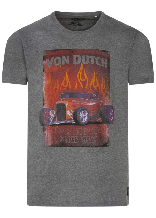 T-shirt en coton gris avec grosse impression à coupe droite et col rond