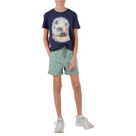 Short chino en coton kaki avec imprimé...