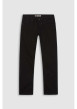 Thumbnail Jean noir uni en coton avec 5 poches et un bouton noir au niveau de la taille - Image 3