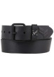 Thumbnail Ceinture en cuir de vache noire unie avec passant avec logo de la marque
