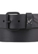 Thumbnail Ceinture en cuir de vache noire unie avec passant avec logo de la marque - Image 2