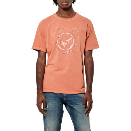 T-shirt en coton biologique corail avec un col...