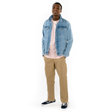 Blouson en Jean en coton bleu uni coupe droite...