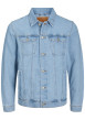 Thumbnail Blouson en Jean en coton bleu uni coupe droite col français avec poche poitrine - Image 4