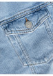 Thumbnail Blouson en Jean en coton bleu uni coupe droite col français avec poche poitrine - Image 5