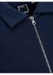 Thumbnail Sweat zippé en coton marine uni coupe droite avec col français en points Jersey - Image 2